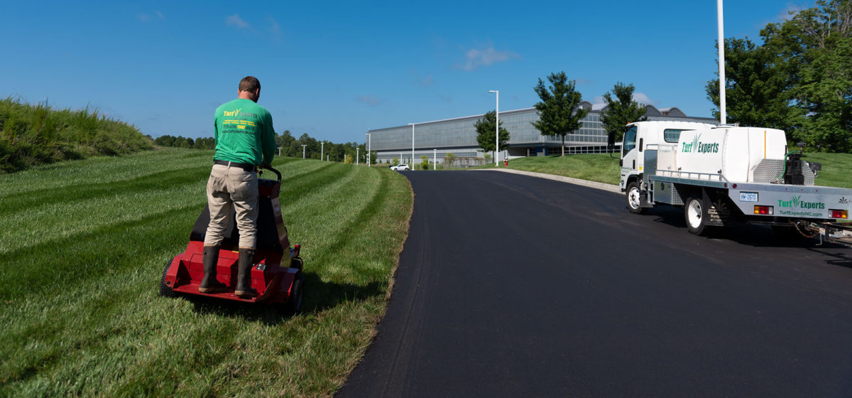 commercial and office park lawn care in RTP Raleigh Cary NC